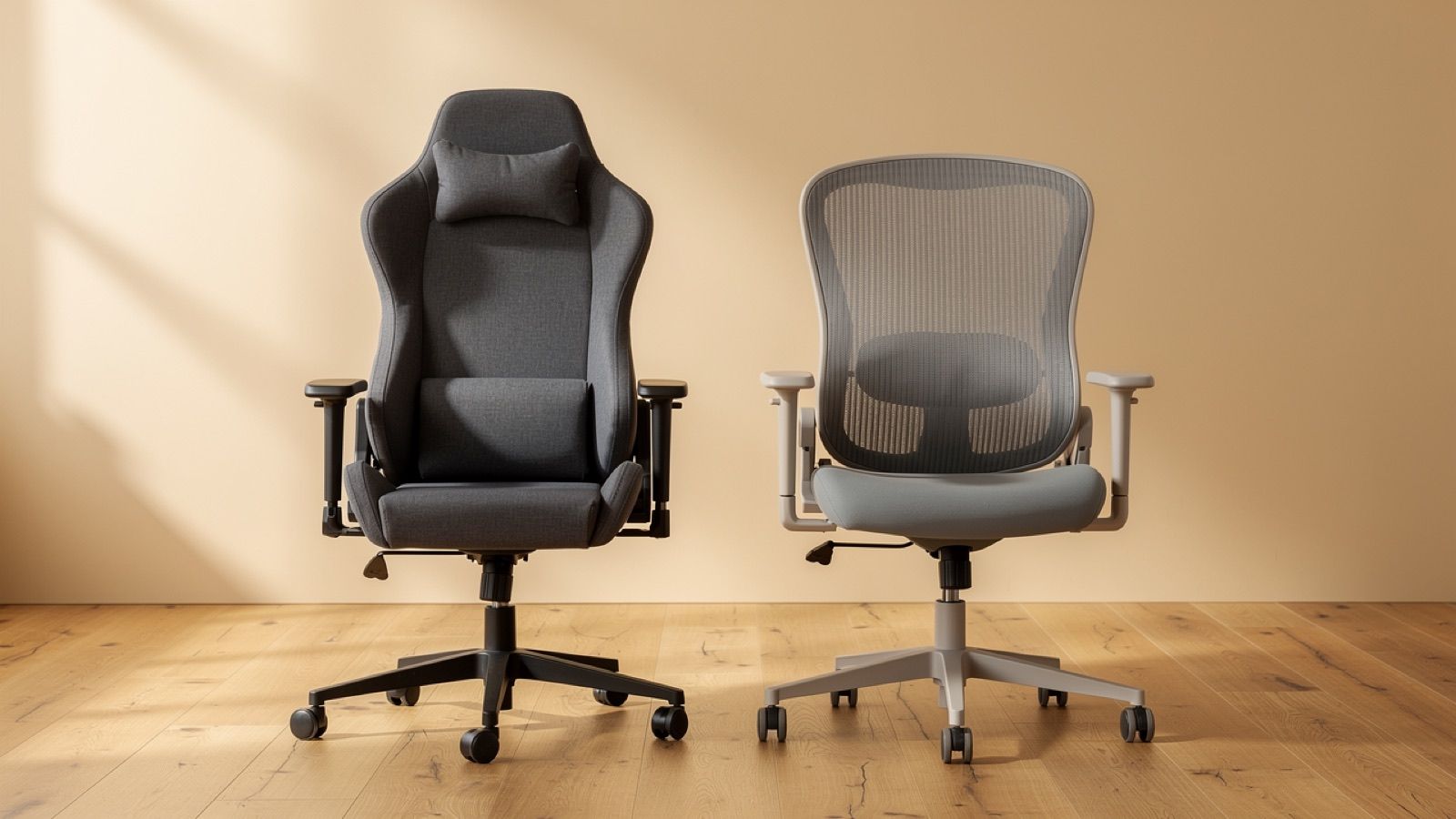 Pelituoli ja ergonominen työtuoli rinnakkain vertailussa