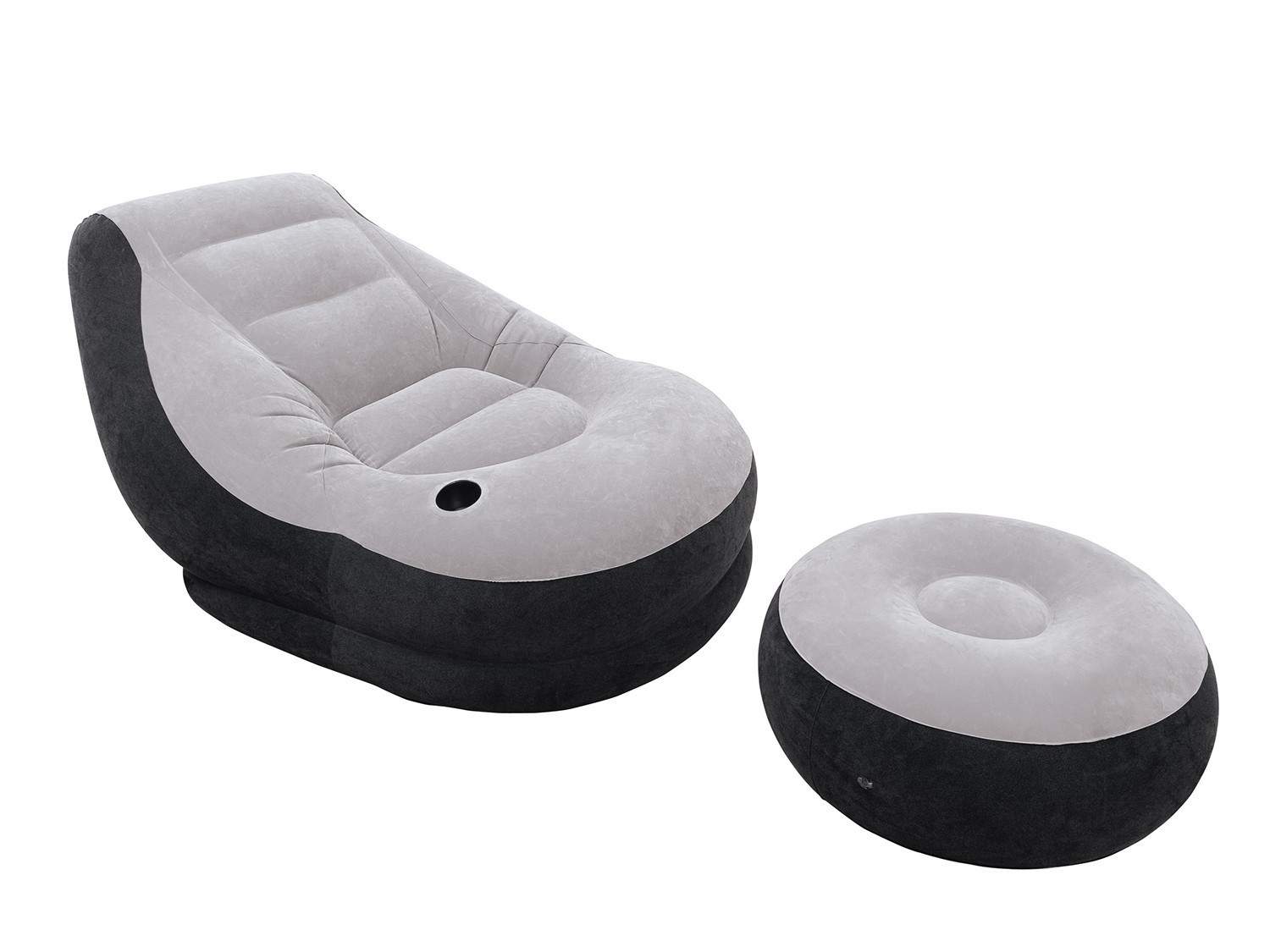 Velvet nojatuoli jalkatuella 130 x 99 x 76 cm INTEX 68564