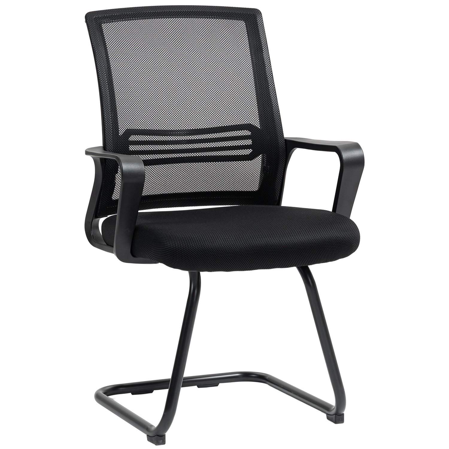 Ergonominen verkkotuoli – musta, metallijalat, pulkkajalusta
