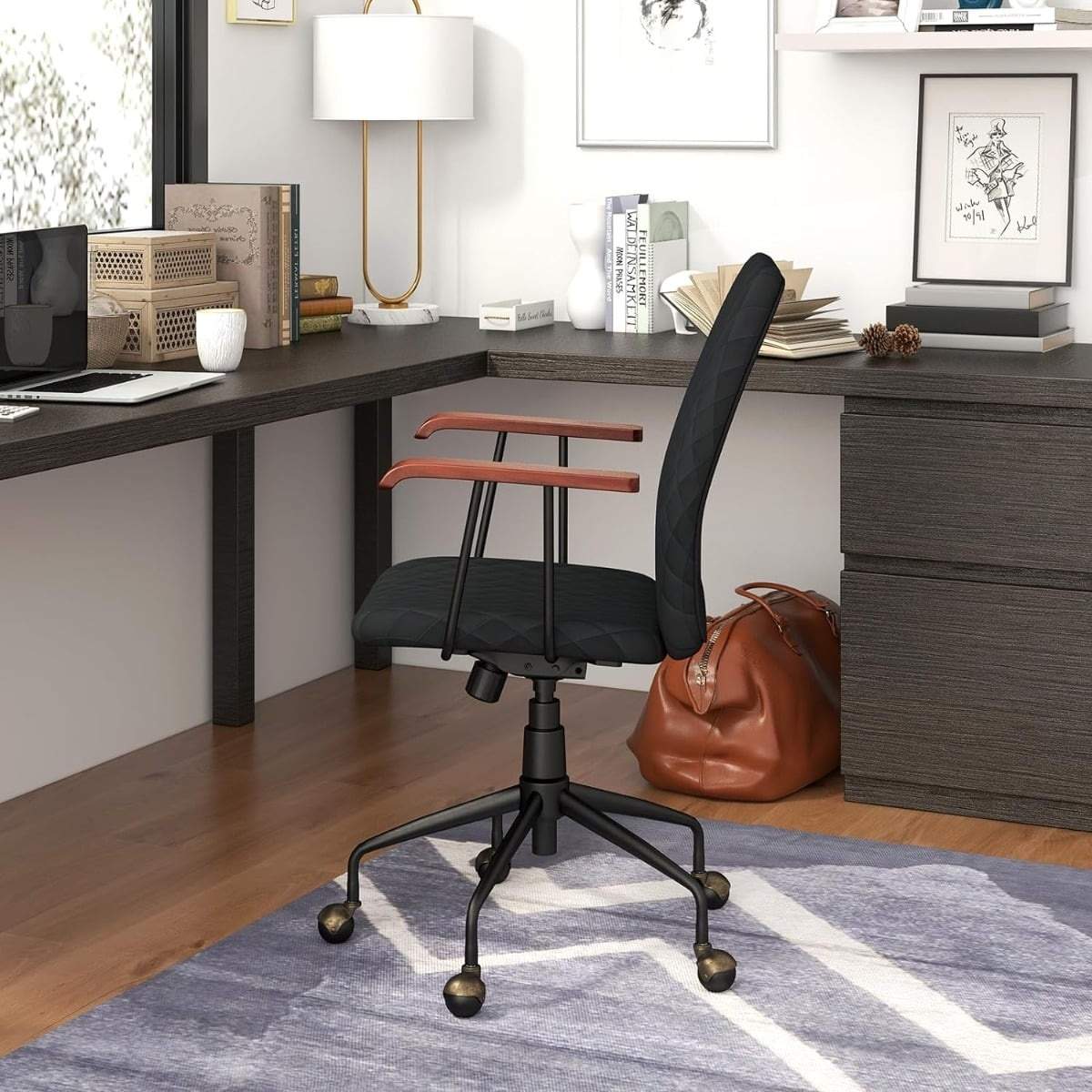 Säädettävä samettinen toimistotuoli, ergonominen, 150 kg:n kantokyky