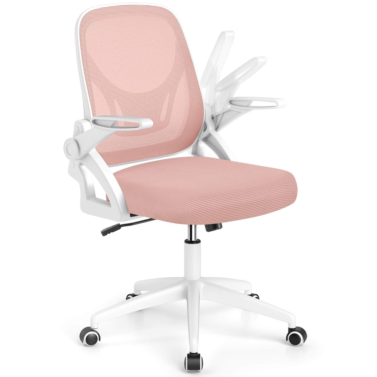 Ergonominen pinkki toimistotuoli – Taittuvat käsinojat, Hengittävä verkkokangas