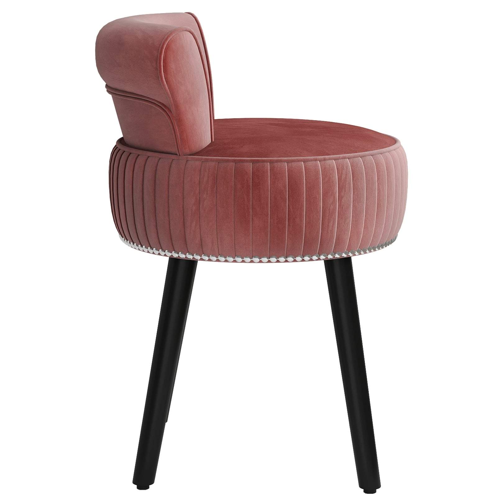 Samettinen peilituoli – pinkki, tuftattu selkänoja, ergonominen muotoilu