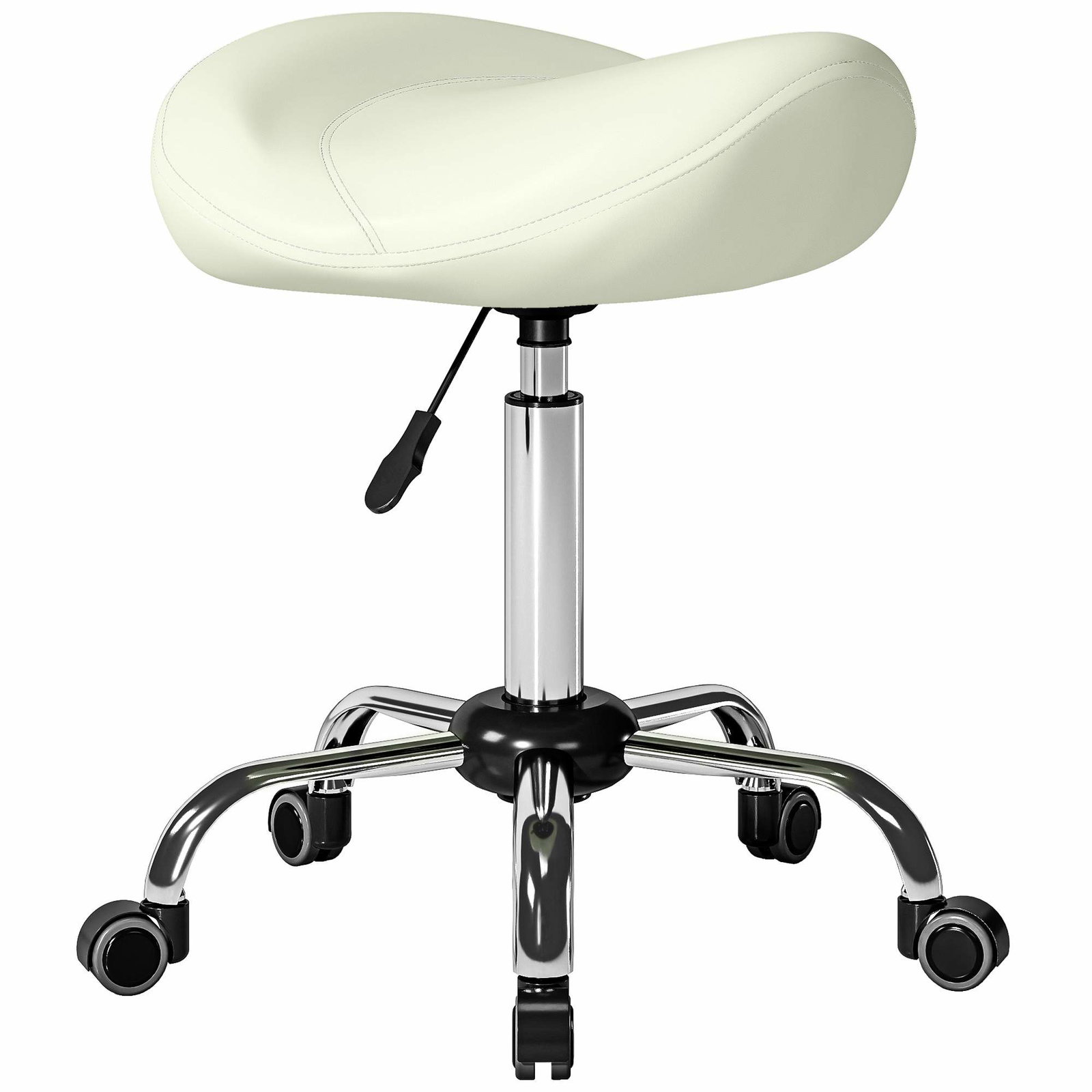 Säädettävä satulatuoli – kermanvärinen keinonahka, ergonominen muotoilu