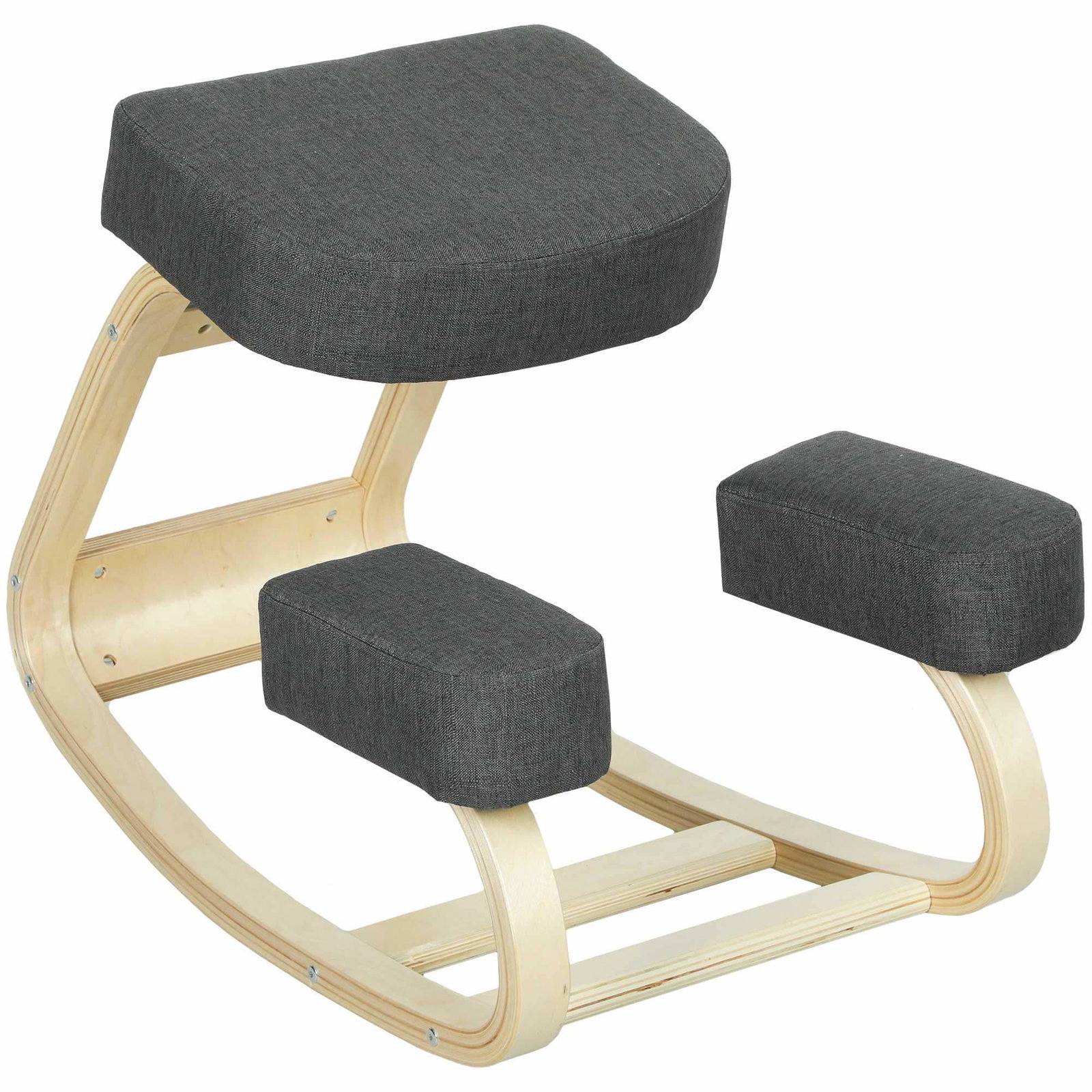 Ergonominen polvistuin – koivua, tummanharmaa, 120 kg:n kantokyky