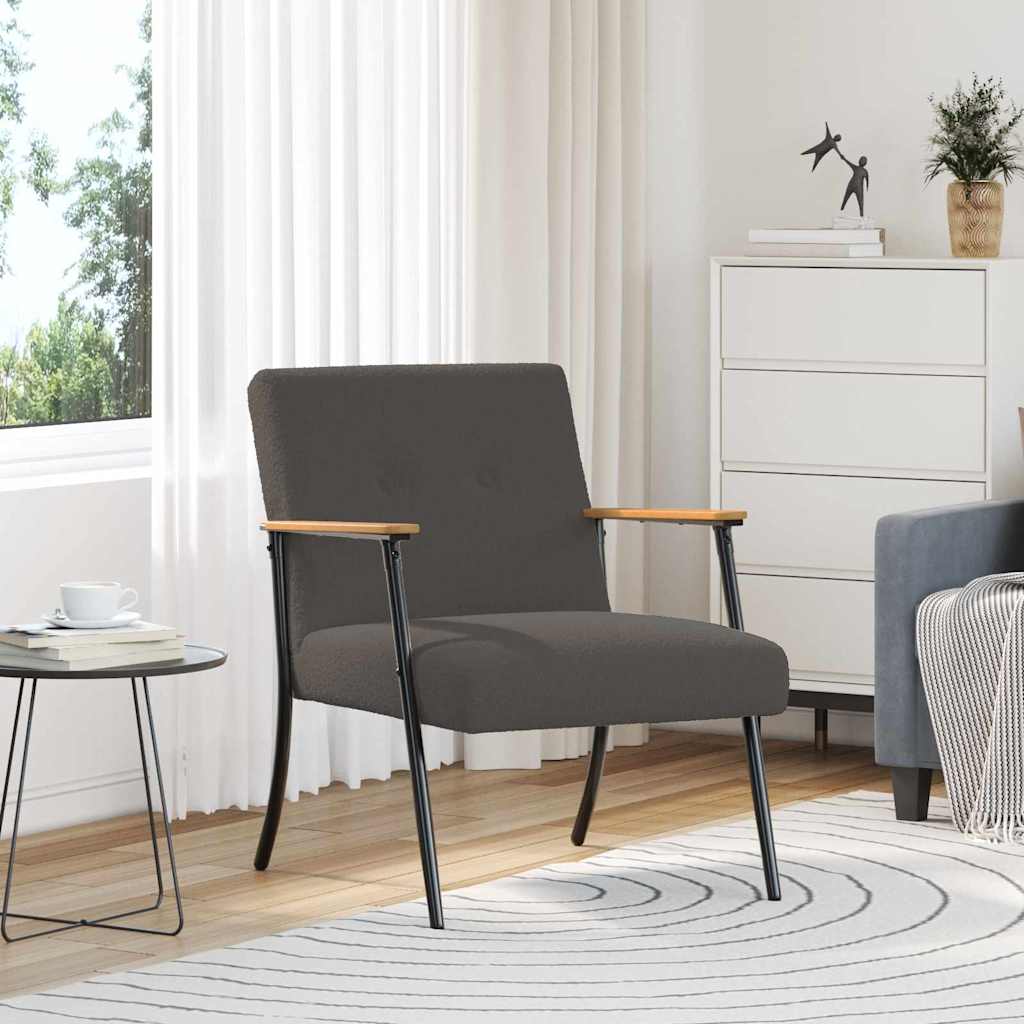vidaXL Nojatuoli Tumma harmaa Kihara villamainen kangas